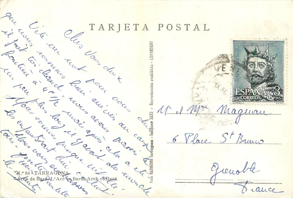 Arco de Barà — Tarragone — editor Raymond Barà, n°84 - Verso