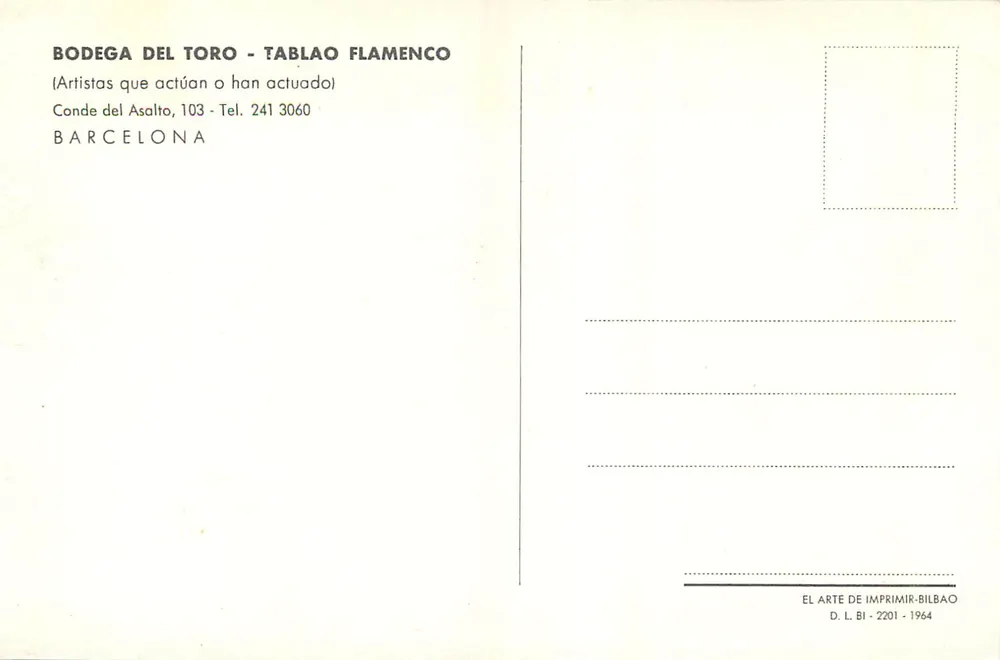 Bodega del Toro - Flamenco-Tablao — Barcelona - Rückseite