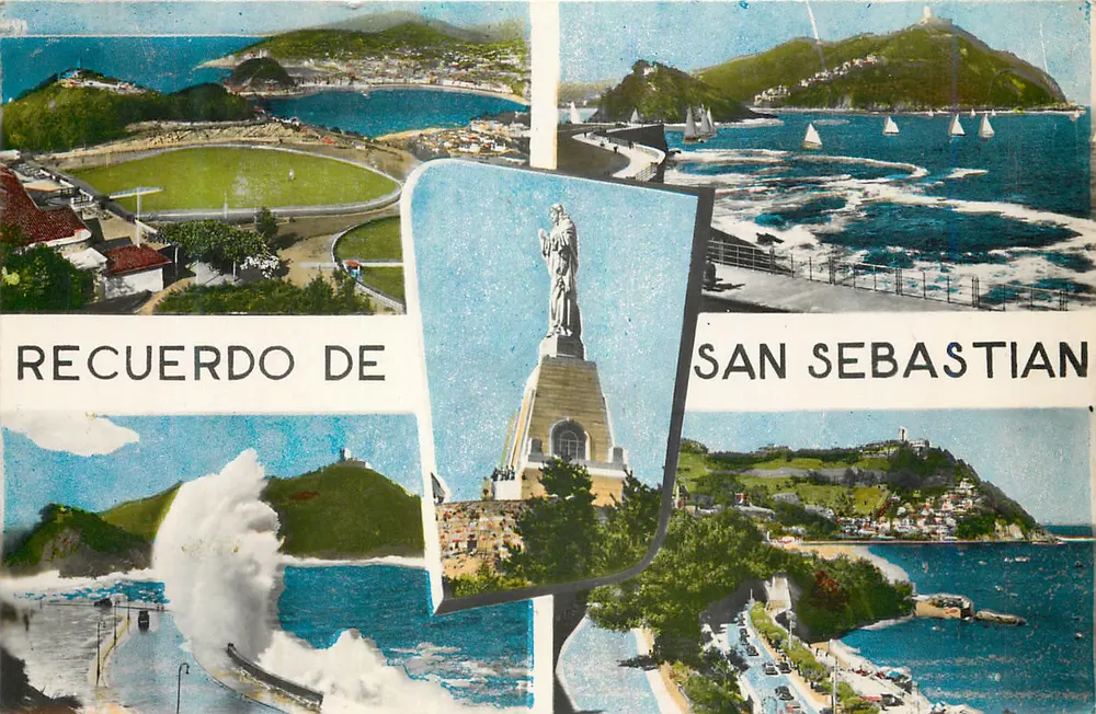 San Sebastián — vista panorâmica com estátua do Sagrado Coração — editor Galarza - Frente