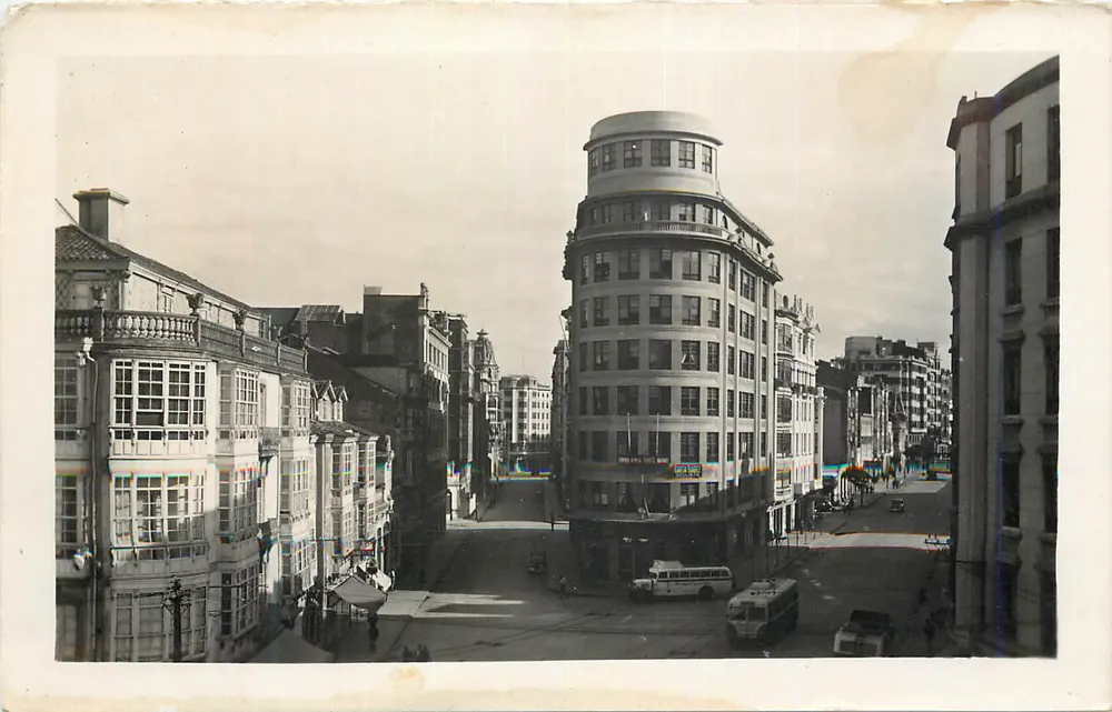 La Coruña — Straßen von Francisco Mariño und Juan Flores — Editions Llano-Zaragoza - Vorderseite