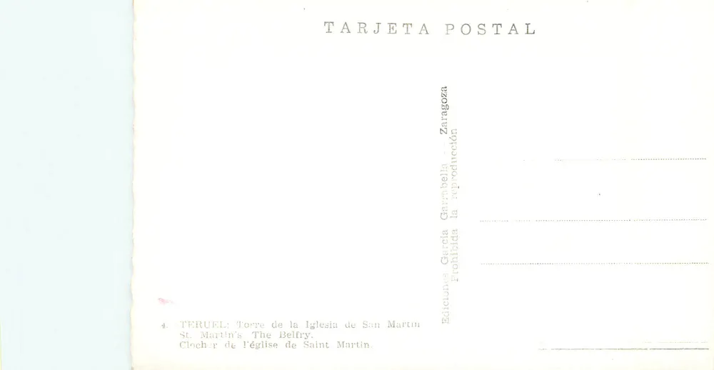 Térueel — Torre da Igreja de São Martinho — Edições García Garrabella - Verso