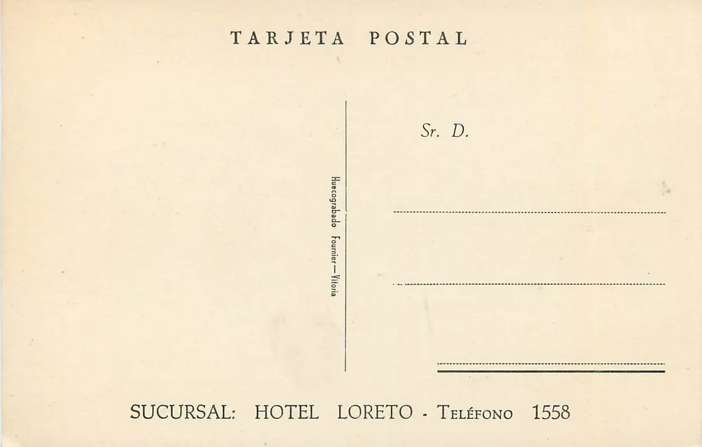 Carte postale touristique — Carte routière Andalousie — Éditeur Hotel Loreto, Vitoria - Verso