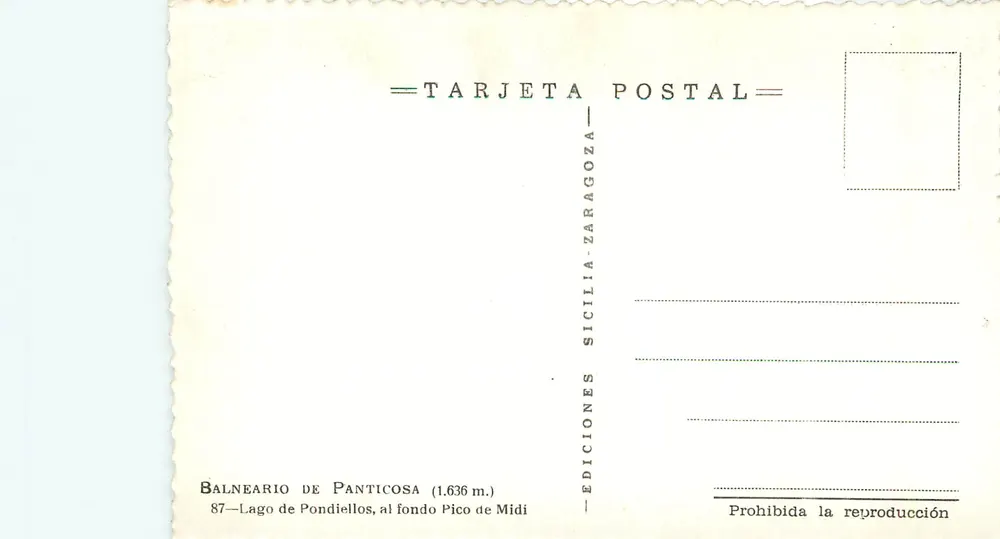 Lago de Pondielllos — Balneario de Panticosa (1.636 m) — Éditions Sicilia Postales - Verso