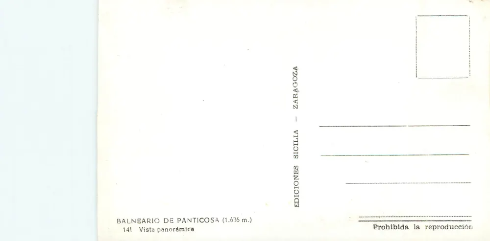 Balnearium von Panticosa (1.636 m.) — Panoramablick — Sicilia Editions, Zaragoza, Nr. 141 - Rückseite