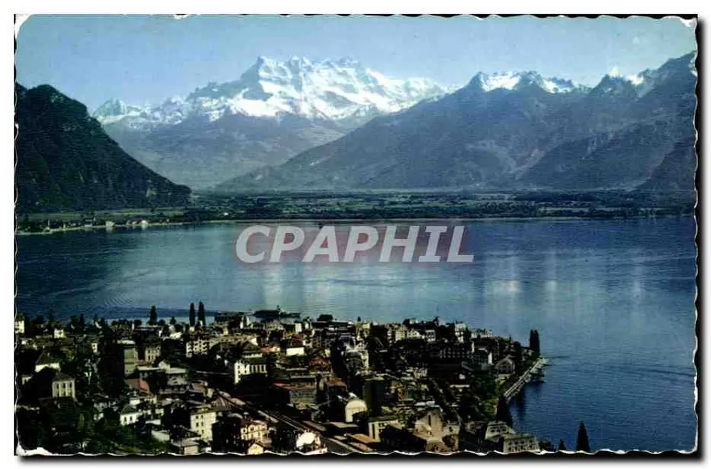 Montreux — Allgemeiner Blick und die Dents du Midi — Éditions Jaeger Genève, Nr. 802 - Vorderseite