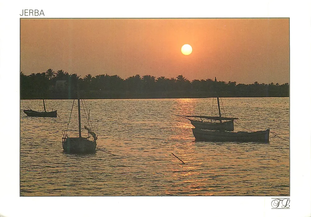 JERBA — Pôr do sol no porto de Houmt Souk — TUNISIE LUMIÈRE - Frente