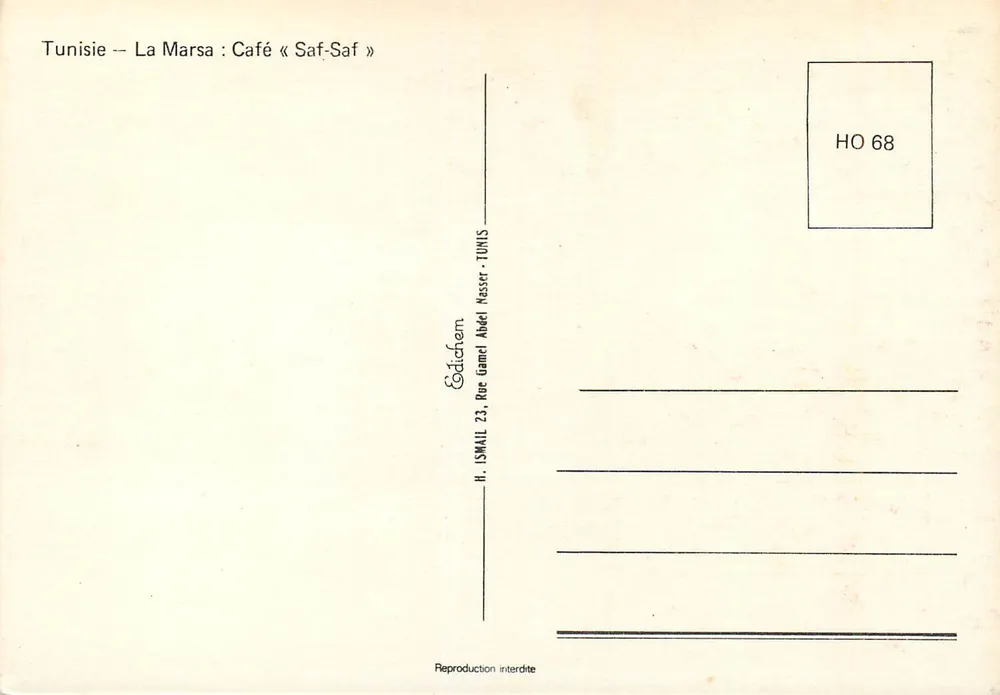 Camel et femme — Café « Saf-Saf » — H. ISMAIL, Tunis - Verso