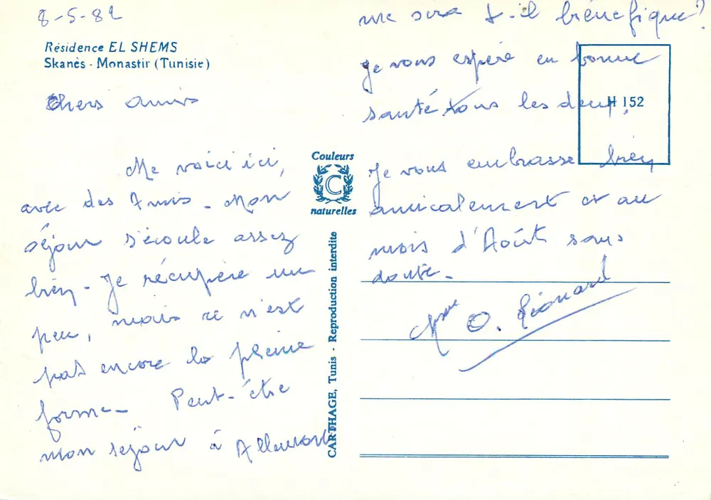 Rezydencja EL SHEMS — Skanès, Monastir (Tunisja) — wydawca Carthage, Tunis - Rewers