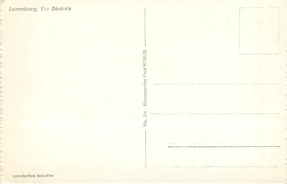 Luxemburgo, Vista Geral — Messageries Paul Kraus, Número 24 - Verso