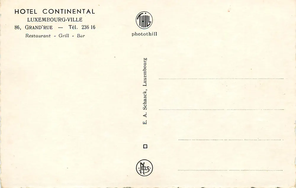 Hotel Continental — Luxembourg-Ville — photothill - Rückseite