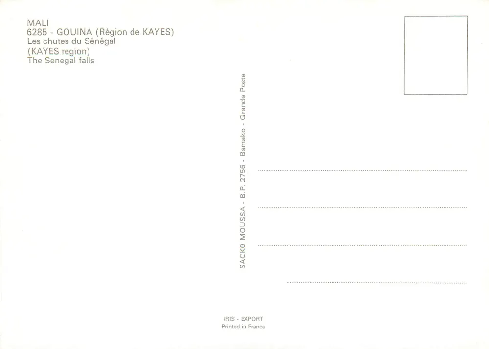 Le cascate del Senegal — Gouina, regione di Kayes — editore IRIS - Verso