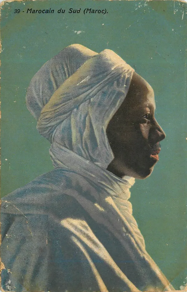 Marocain du Sud (Maroc) — portrait en profil d'une femme portant un turban blanc — éditeur POITANG - Frente