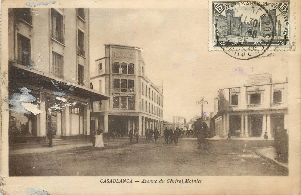 Casablanca — Avenue du Général Moinier — éditeur Librairie Papeterie Avedis, près de la Grande Poste - Voorkant