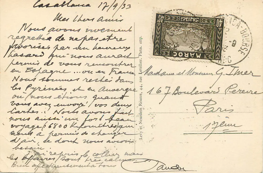 Casablanca - Neue indigene Stadt. Viertel der Habous — Cadet et Brion, archtss S.A.D.G. LL, n°279 - Rückseite