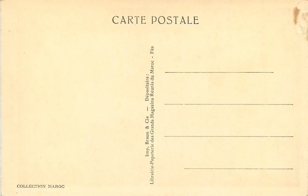 Fès — Fontäne Nedjarine — Imp. Braun & Cie, Fès - Rückseite