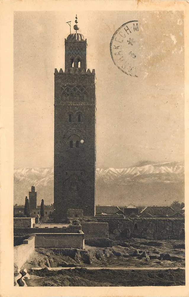 La Koutoubia e l'Atlas — Marrakech — Edizioni d'Arte Félix - Recto