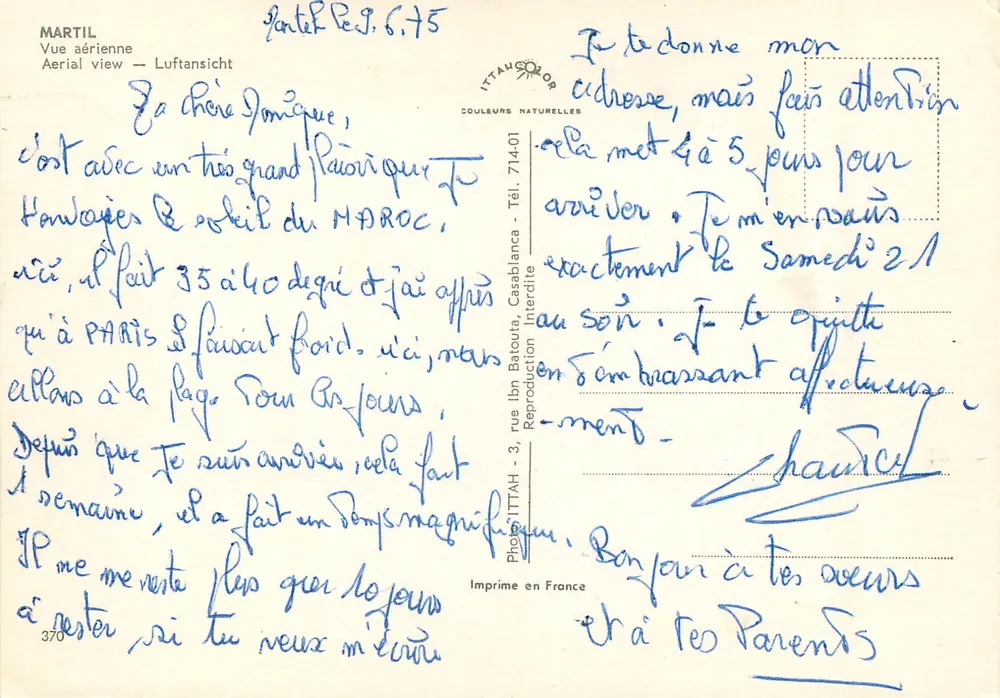 Martil — Visão aérea — Editor ITTANHOR, n°370 - Verso