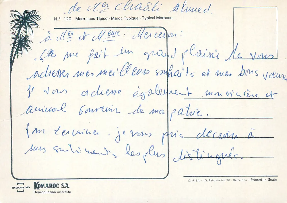 Marrocos Típico — aldeia em montanha — Komaroc SA, N° 120 - Verso