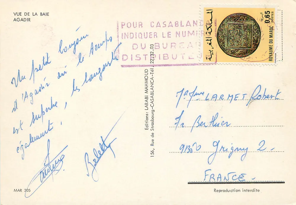 Vista da baía de Agadir — Agadir — Edições Larabib, n° 205 - Verso