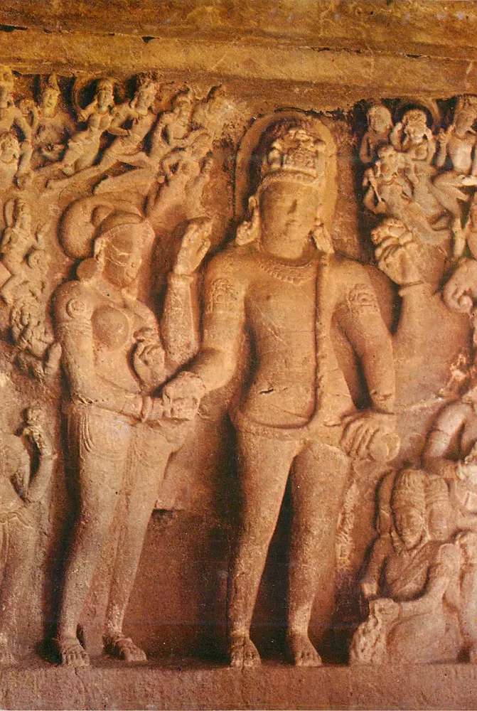 Ślub Shivy i Parvati — Grota 381, Ellora — Wydawca Elar - Awers