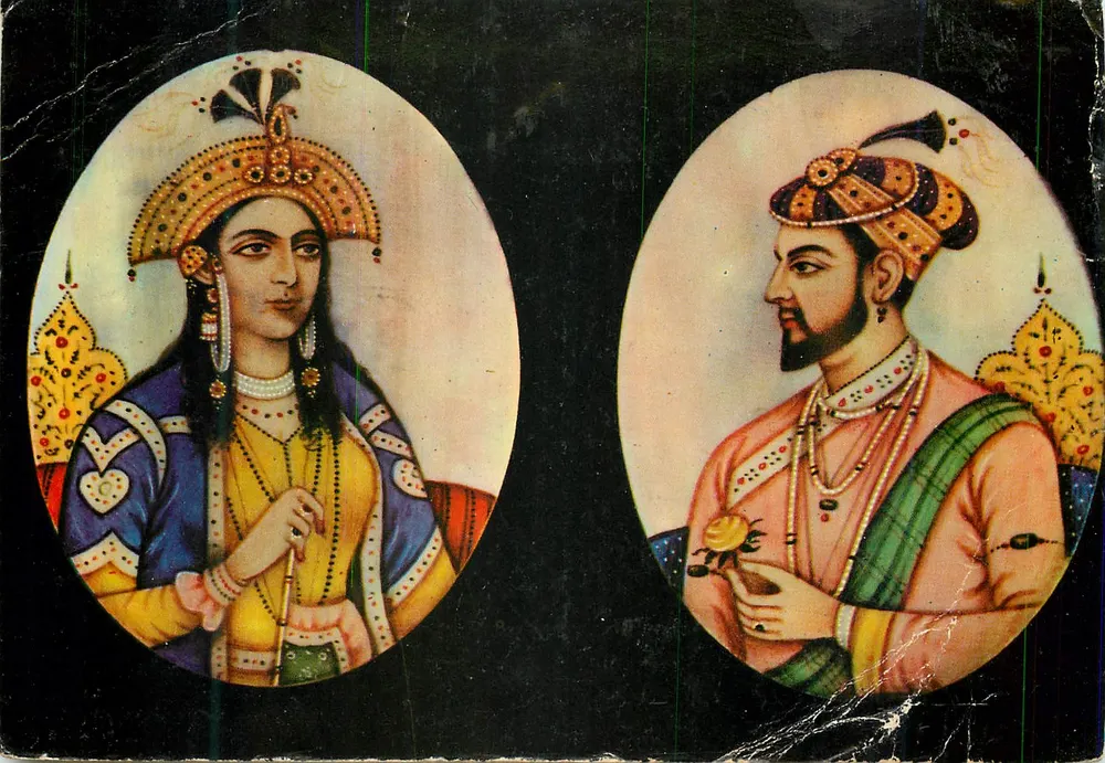Mumtaj Mahal & Emperor Shah Jahan — portraits en ovale — éditeur non visible - Frente