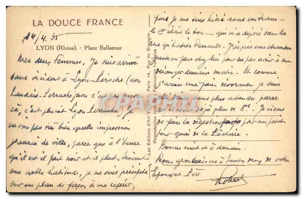 Place Bellecour — Lyon (Rhone) — Yvonn - Verso