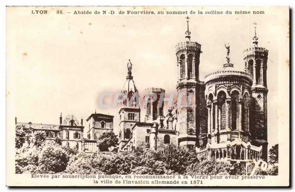 LYON 36. — Apse der N.-D. de Fourvière, am Gipfel des gleichnamigen Hügels — Éd. J. Cellard, 10, Montée du Chemin-Neuf, Lyon - Vorderseite