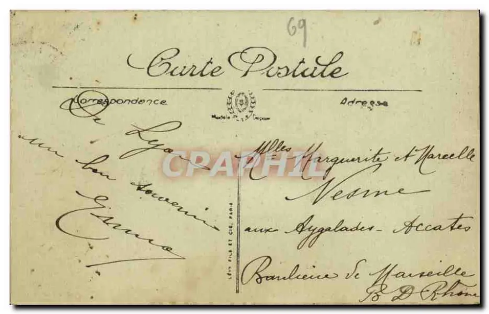 LYON — Ansicht der Kathedrale St-Jean und des Hügels Fourvière — LL. SELECTA - Rückseite