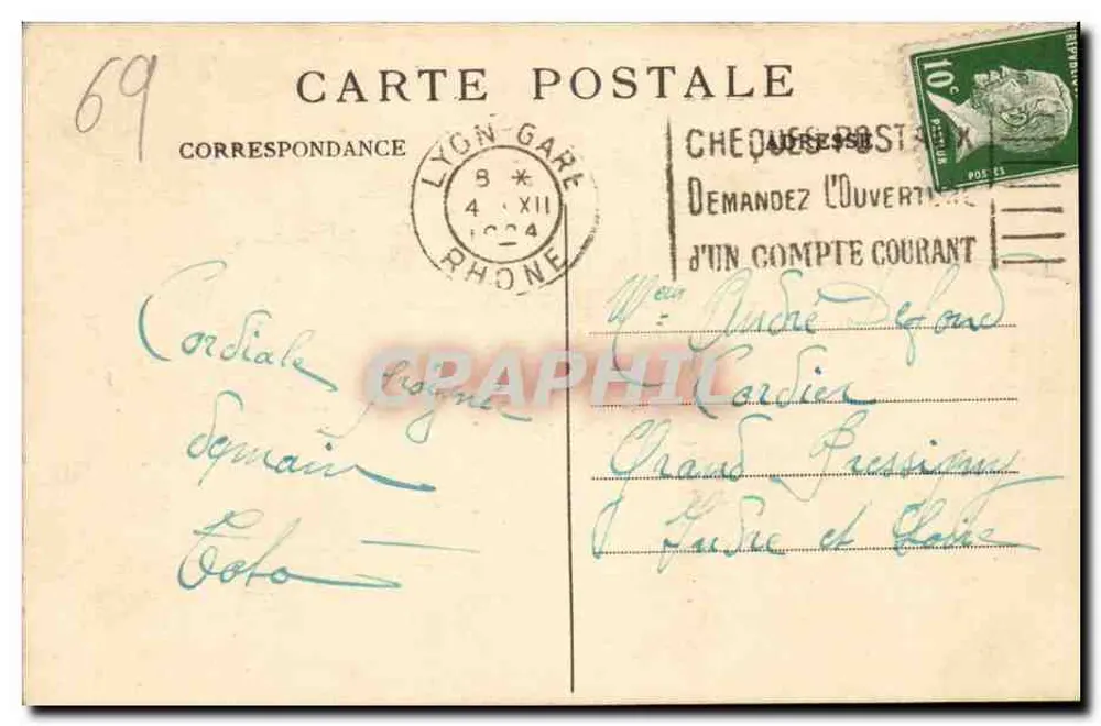 LYON — Fontaine Bartholdi — E.R. n°310 - Verso