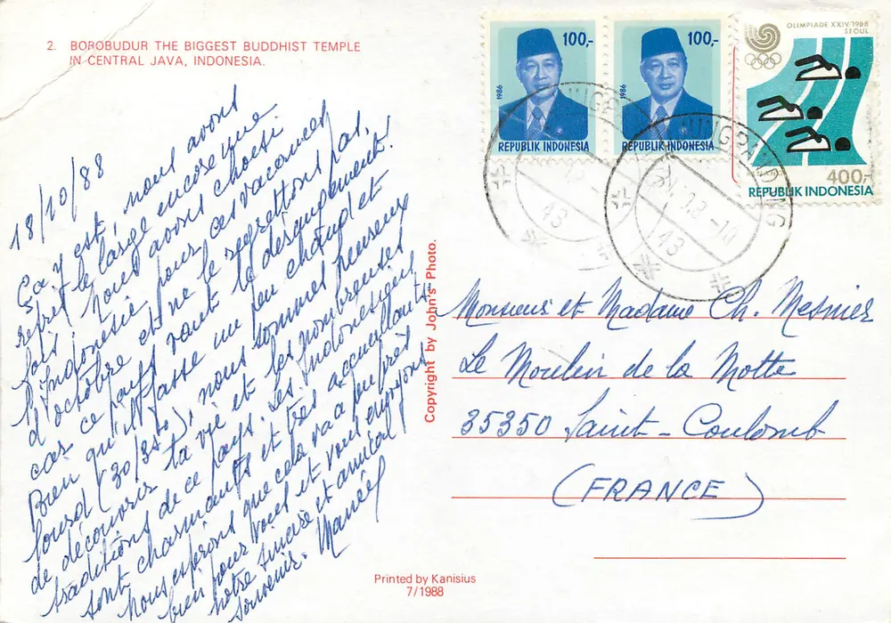 Borobudur — o maior templo budista da Indonésia — editor Kanisius, n° 7/1988 - Verso