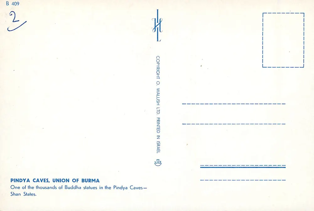 Estatua del Buda — Cuevas de Pindya — Unión de Birmania - Reverso