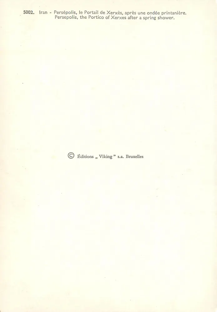 Persepolis — Portal von Xerxes nach einem Frühlingregen — Editions « Viking » s.a. Brüssel, Nr. 5002 - Rückseite