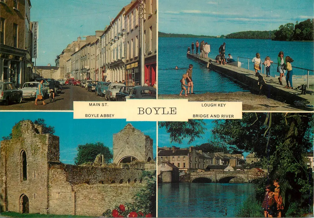 Boyle — Main St., Boyle Abbey, Lough Key Bridge and River — Cardall - Front