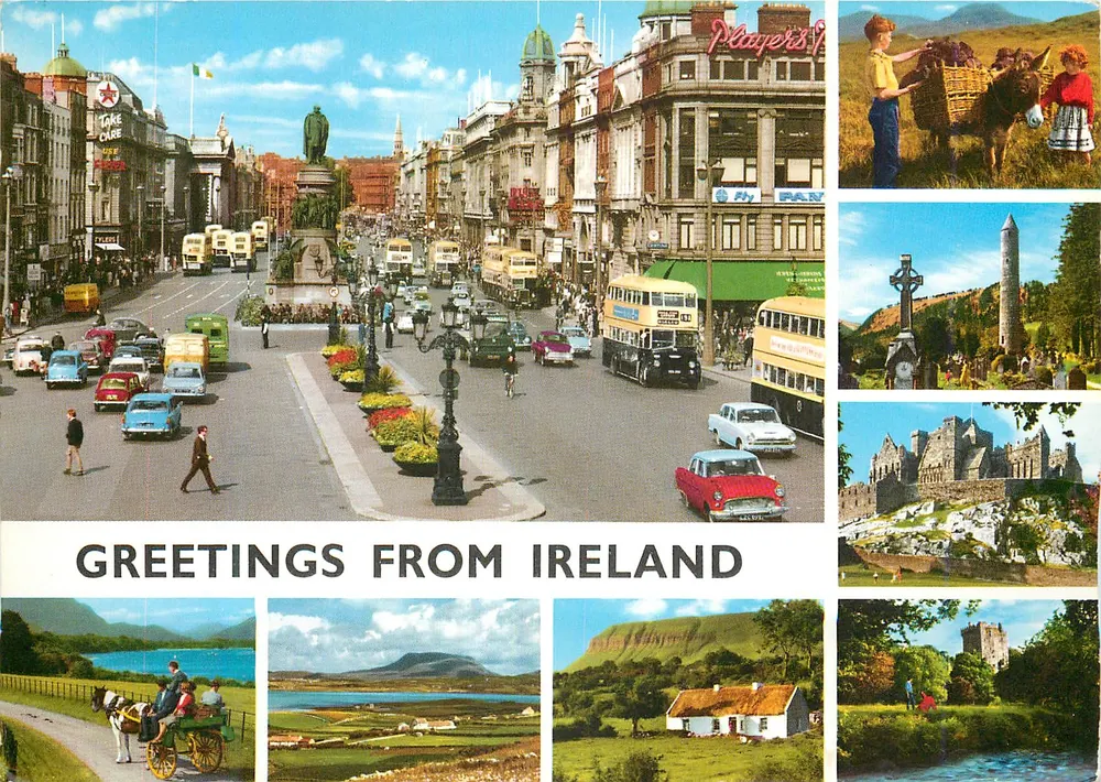 SAUDAÇÕES DA IRLANDA — John Hinde Limited, Cabinteely, Co. Dublin - Frente