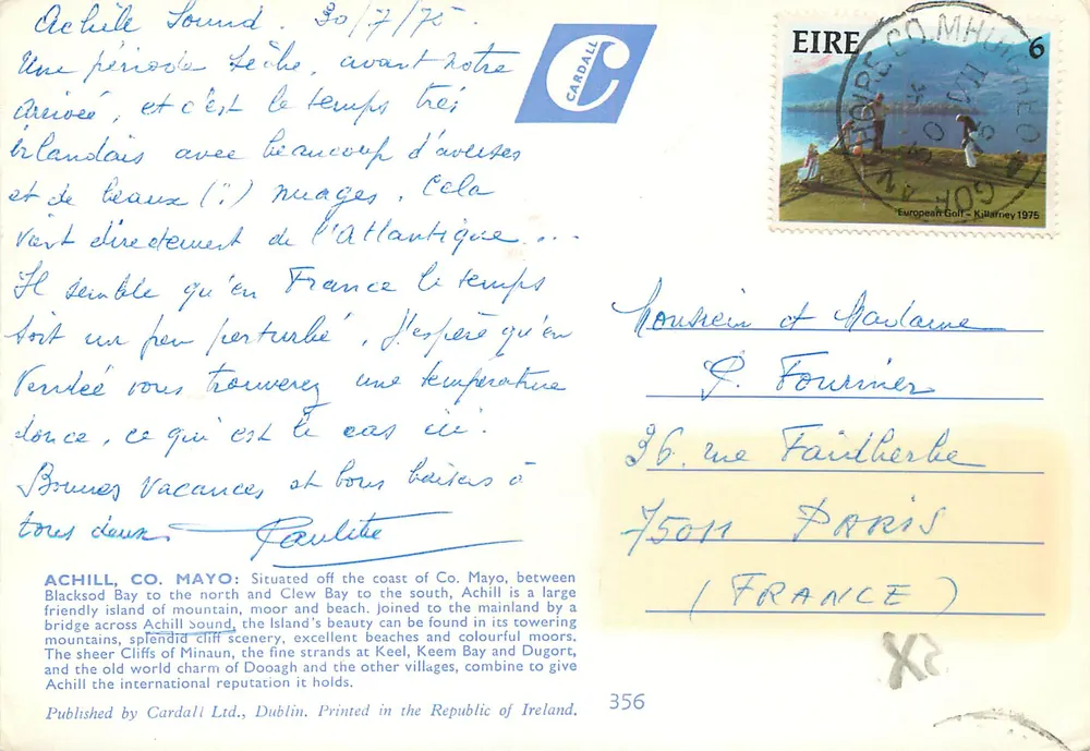 Achill — Keel, Keem Bay, Dooagh, Purteen — Cardall Ltd. - Rückseite