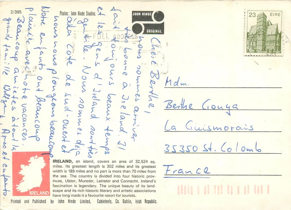 Irlanda — vista panorâmica — John Hinde Limited, n° 2/395 - Verso
