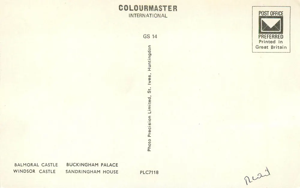 Königliche Residenzen — Balmoral Castle, Buckingham Palace, Windsor Castle, Sandringham House — Colourmaster International GS 14 - Rückseite