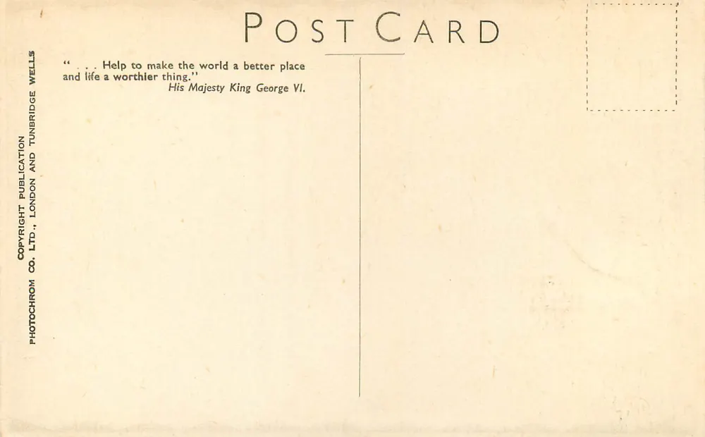 Hund — Gedicht 'Where Welcome Waits' — Photochrom Co. Ltd. London & Tunbridge Wells - Rückseite