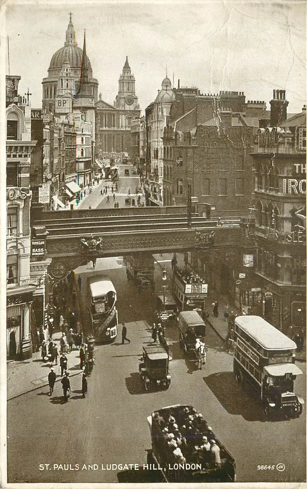 St. Pauls and Ludgate Hill, London — Valentine's Photo Brown Postcards, n° 98645 - Recto
