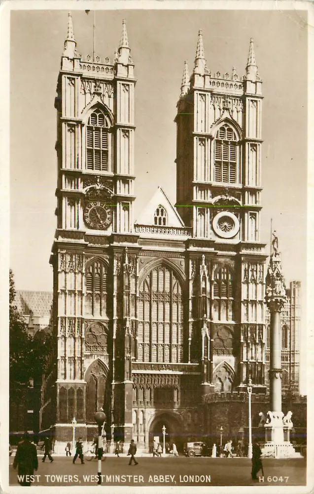 Torres Oeste, Abadia de Westminster, Londres — H 6047 — Valentine's Sons, Ltd., Dundee e Londres - Frente