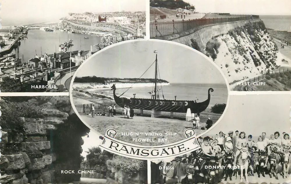 Ramsgate — Panoramablick auf den Hafen, den Leuchtturm, die Bucht von Pegwell und die Promenaden — Norman Post Card, n° D/0356 - Vorderseite
