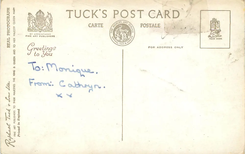New Cliff Gardens, Felixstowe — jardin à motifs géométriques et arbres — éditeur A TUCK CARD - Back