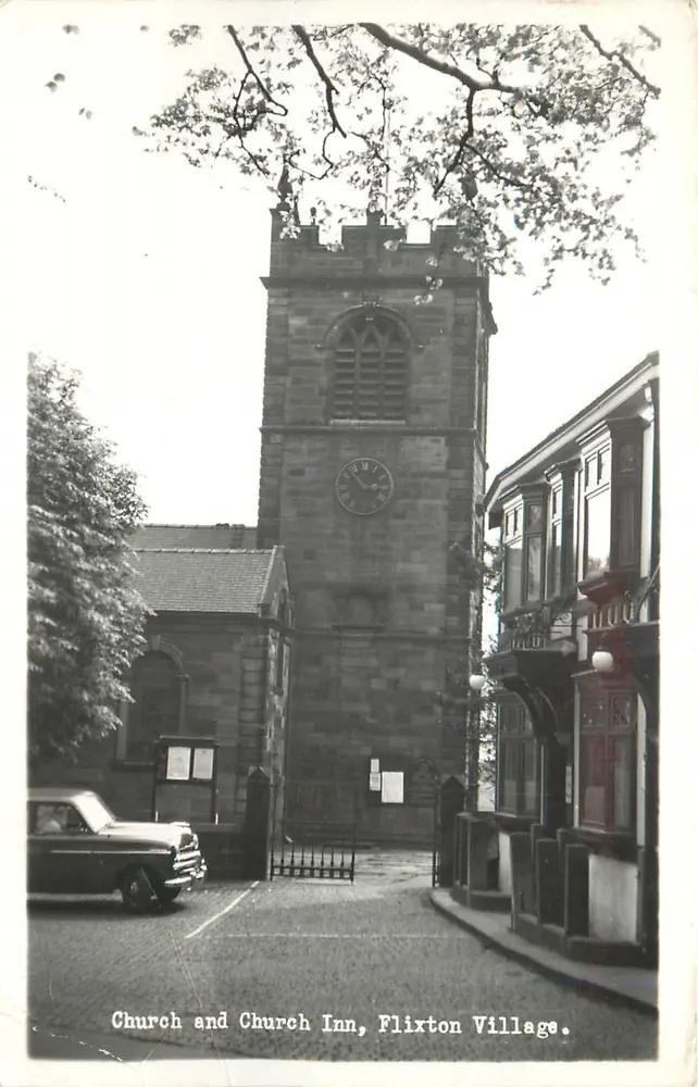 Kirche und Kirchenwirtshaus, Flixton Village — Verlag: A.H. Bourne, Leicester. - Vorderseite