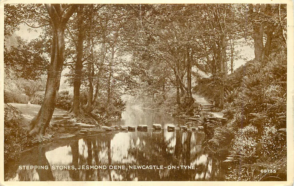 Stepping Stones, Jesmond Dene, Newcastle-on-Tyne — editor Valentine & Sons Ltd, n° 68735 - Frente