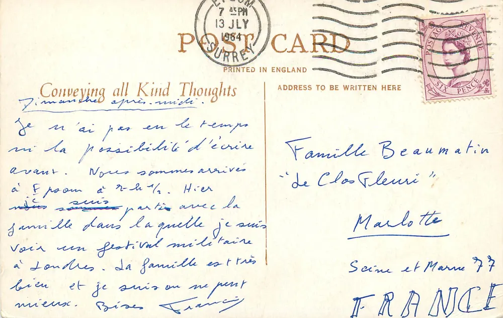 Le Shakespeare Hotel — Stratford-on-Avon — éditeur inconnu, n° 43 - Verso
