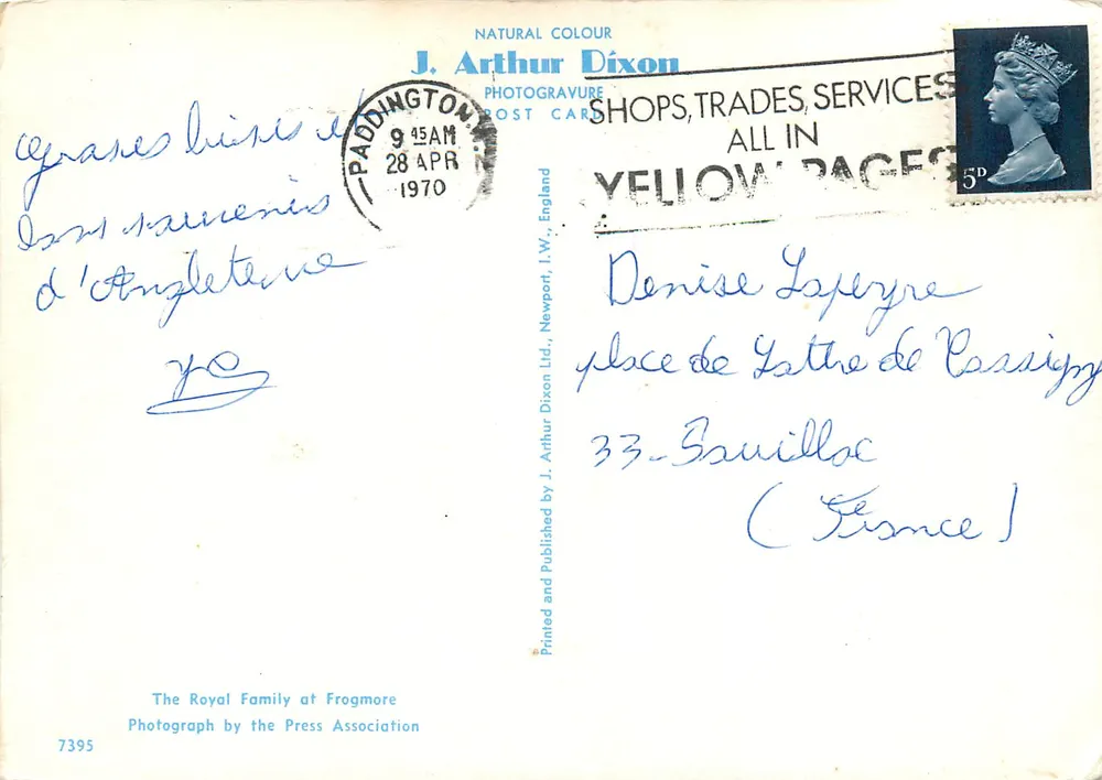 A família real britânica — Frogmore — J. Arthur Dixon, n°7395 - Verso