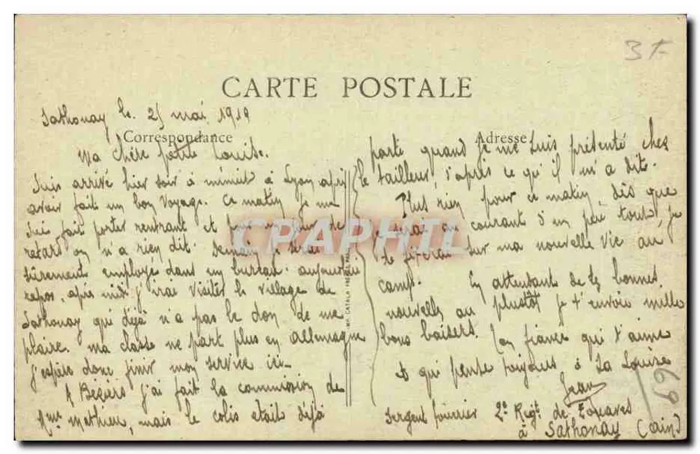 Lyon - Praça dos Terreiros, Bairro de Saint-Vincent e Fourvière — B. F., Paris - Verso