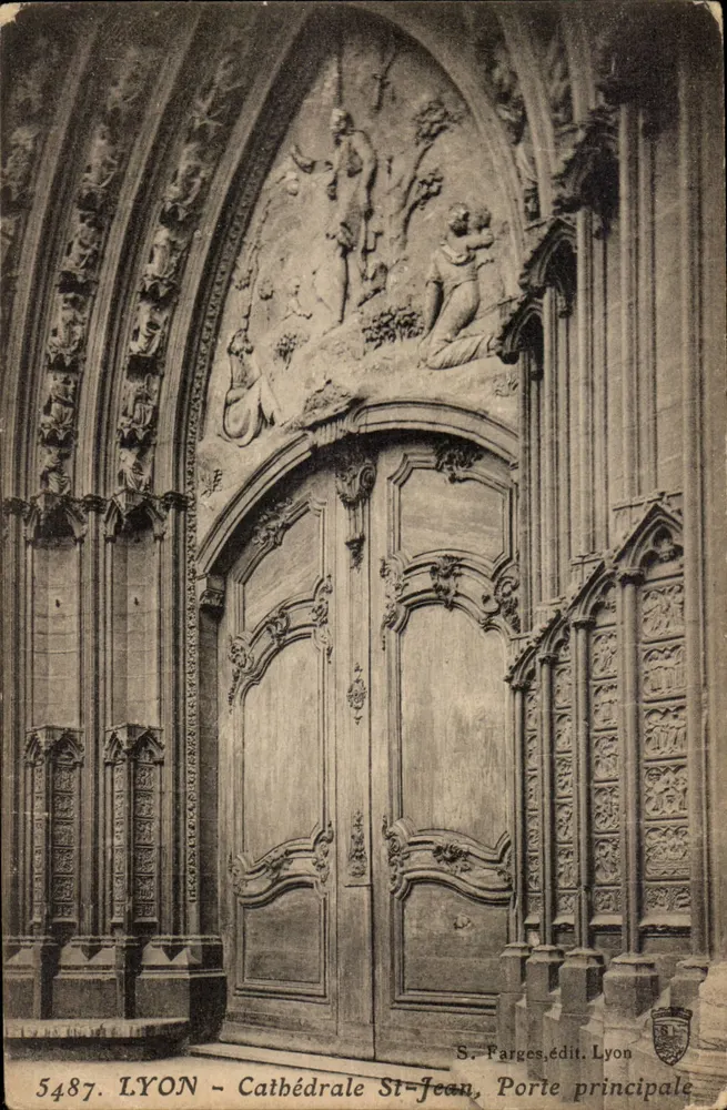 LYON - Cathédrale St-Jean, Porte principale — S. Farges, édit. Lyon, n° 5487 - Recto