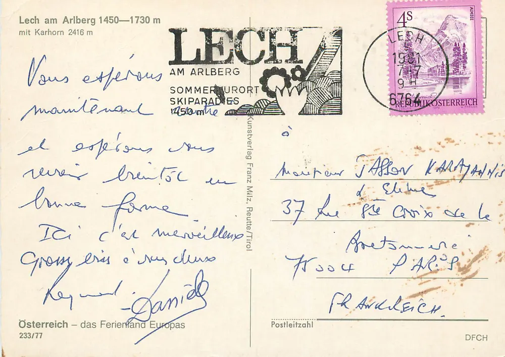 Lech am Arlberg — Gipfel des Karhorn 2416 m — Kunstverlag Franz Milz, Reutte/Tirol - Rückseite