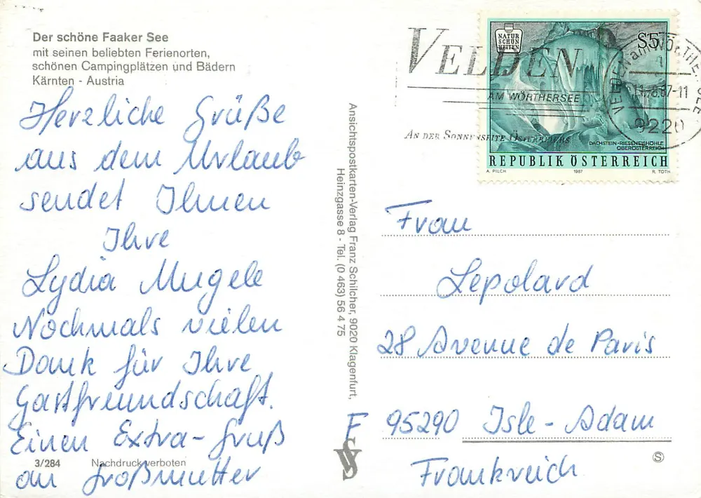 Am Faaker See — vista panorâmica e paisagens — Ansichtskarten-Verlag Franz Schlicher, n°3/284 - Verso